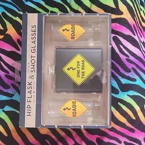 Hip flask and shot glass bundle